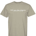 Holy and Royal tan cotton t-shirt with white text reading "WE are the Giants 1 Samuel 17:45-46".